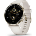Garmin Venu 2 Plus Cream Gold Stainless Steel Bezel with Ivory Case and Silicone Band