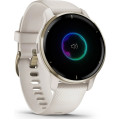 Garmin Venu 2 Plus Cream Gold Stainless Steel Bezel with Ivory Case and Silicone Band
