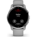 Garmin Venu 2 Plus Silver Stainless Steel Bezel with Powder Gray Case and Silicone Band