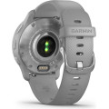 Garmin Venu 2 Plus Silver Stainless Steel Bezel with Powder Gray Case and Silicone Band