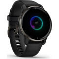 Garmin Venu 2 Plus Slate Stainless Steel Bezel with Black Case and Silicone Band