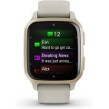 Garmin Venu Sq 2 Music Edition Cream Gold Aluminium Bezel with French Grey Case and Silicone Band