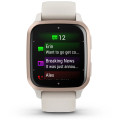 Garmin Venu Sq 2 Music Edition Peach Gold Aluminum Bezel with Ivory Case and Silicone Band