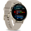 Garmin Venu 3S Soft Gold Stainless Steel Bezel with French Gray Case and Silicone Band