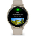 Garmin Venu 3S Soft Gold Stainless Steel Bezel with French Gray Case and Silicone Band
