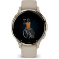 Garmin Venu 3S Soft Gold Stainless Steel Bezel with French Gray Case and Silicone Band