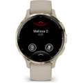 Garmin Venu 3S Soft Gold Stainless Steel Bezel with French Gray Case and Silicone Band