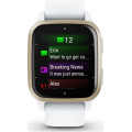 Garmin Venu Sq 2 Cream Gold Aluminum Bezel with White Case and Silicone Band