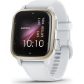 Garmin Venu Sq 2 Cream Gold Aluminum Bezel with White Case and Silicone Band