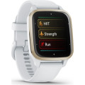 Garmin Venu Sq 2 Cream Gold Aluminum Bezel with White Case and Silicone Band