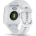 Garmin Venu Sq 2 Cream Gold Aluminum Bezel with White Case and Silicone Band