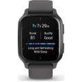 Garmin Venu Sq 2 Slate Aluminum Bezel with Shadow Gray Case and Silicone Band
