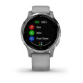 Garmin vívoactive 4S Silver Stainless Steel Bezel with Powder Gray Case and Silicone Band