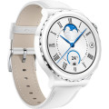 Huawei Watch GT 3 Pro 43mm Silver Bazel White Ceramic Case With White Leather Strap