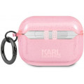 Karl Lagerfeld TPU Glitter Choupette Head Puzdro pre Airpods Pro Pink