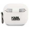Karl Lagerfeld Choupette Head Silikónové Puzdro pre Airpods 3 White