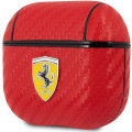 Ferrari Carbon PC/PU Puzdro pre Airpods 3 Red