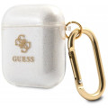 Guess 4G TPU Glitter Puzdro pre AirPods 1 / AirPods 2 Transparent