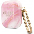 Guess TPU Shiny Marble Puzdro pre AirPods 1 / AirPods 2 Pink