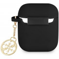 Guess 4G Charm Silikónové Puzdro pre AirPods 1 / AirPods 2 Black