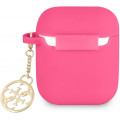 Guess 4G Charm Silikónové Puzdro pre AirPods 1 / AirPods 2 Fuchsia