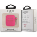Guess 4G Charm Silikónové Puzdro pre AirPods 1 / AirPods 2 Fuchsia