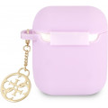 Guess 4G Charm Silikónové Puzdro pre AirPods 1 / AirPods 2 Purple