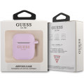 Guess 4G Charm Silikónové Puzdro pre AirPods 1 / AirPods 2 Purple