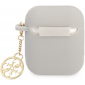 Guess 4G Charm Silikónové Puzdro pre AirPods 1 / AirPods 2 Grey