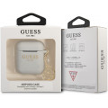 Guess 4G Charm Silikónové Puzdro pre AirPods 1 / AirPods 2 Grey