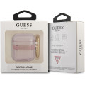 Guess TPU Printed Stripe Puzdro pre AirPods 1 / AirPods 2 Pink