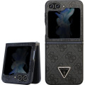 Guess 4G PU Leather Triangle Zadný Kryt pre Samsung Galaxy Z Flip5 Black