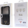 Guess 4G PU Leather Triangle Zadný Kryt pre Samsung Galaxy Z Flip5 Black