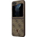 Guess 4G PU Leather Triangle Zadný Kryt pre Samsung Galaxy Z Flip5 Brown