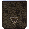 Guess 4G PU Leather Triangle Zadný Kryt pre Samsung Galaxy Z Flip5 Brown