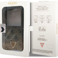 Guess 4G PU Leather Triangle Zadný Kryt pre Samsung Galaxy Z Flip5 Brown