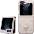 Guess 4G PU Leather Triangle Zadný Kryt pre Samsung Galaxy Z Flip5 Pink