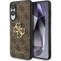 Guess PU 4G Metal Logo Zadný Kryt pre Samsung Galaxy S25 Edge Brown