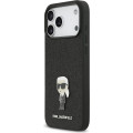 Karl Lagerfeld Fixed Glitter Metal Ikonik Zadní Kryt pre iPhone 17 Pro Max Black
