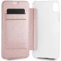 Guess Bundle Leather Book Case Iridescent Rose Gold + Tempered Glass pre Apple iPhone Xr