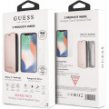 Guess Bundle Leather Book Case Iridescent Rose Gold + Tempered Glass pre Apple iPhone Xr