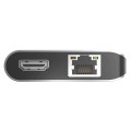 HYPERTEC Viacportový USB-C rozbočovač USB-C / 2x USB 3.0 / 4K HDMI / 4K Display Port / RJ45 / SD Card Reader
