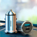 Joyroom C-A45 20W Mini 2-port Ring-Pull Fast Car Charger Silver