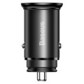 Baseus CCYS-C01 Circular Metal Quick Charge Nabíjačka s USB-A a USB-C do Auta VOOC 30W Black