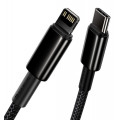 Baseus CATLWJ-A01 Tungsten Gold Fast Charge Kabel USB-C to Lightning  20W 2m Black