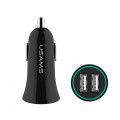 USAMS CC013 2.1A Dual USB Autonabíjačka Black (EU Blister)