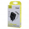 USAMS CC040 Dual USB LED Display Cestovná nabíjačka White (EU Blister)