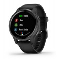 Garmin Venu Slate Stainless Steel Bezel with Black Case and Silicone Band