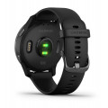 Garmin Venu Slate Stainless Steel Bezel with Black Case and Silicone Band