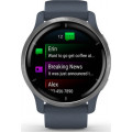 Garmin Venu 2 Silver Stainless Steel Bezel with Granite Blue Case and Silicone Band